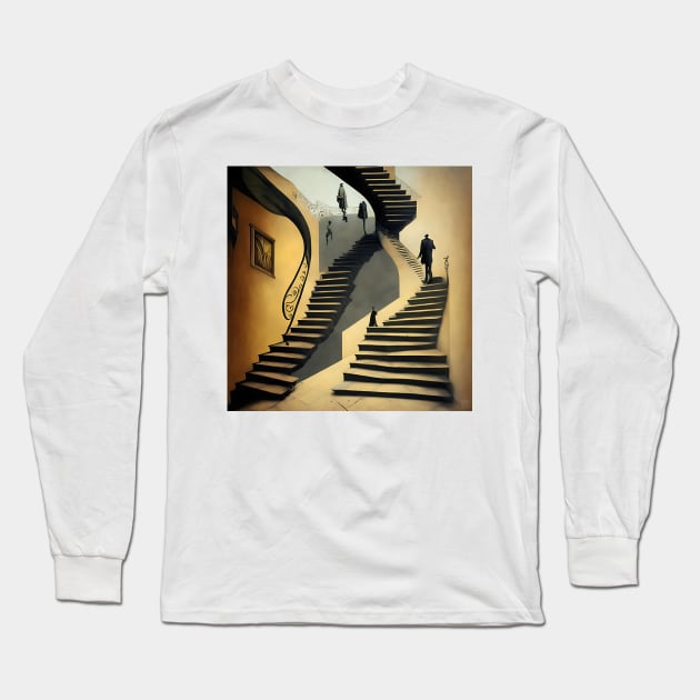 [AI Art] Stairways, inspired by the works of a surrealist master Long Sleeve T-Shirt by Sissely